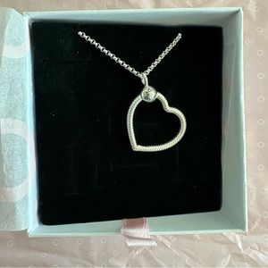Pandora Moments Heart Charm Pendant Sterling Silver + Chain
